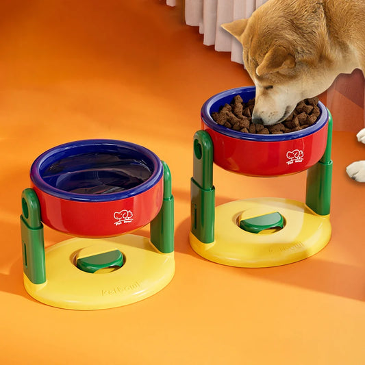 Large Capacity Elevated Dog Bowl Pet Bowl 3 Level Height Adjustment Protect Cervical Anti-Slip Dog Feeder Gamelle Pour Chien