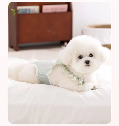 Summer Breathable Female Dog Physiological Pants Anti-Snagging Sweet Ruffle Comfortable Adjustable Puppy Outfit Pet Homewear