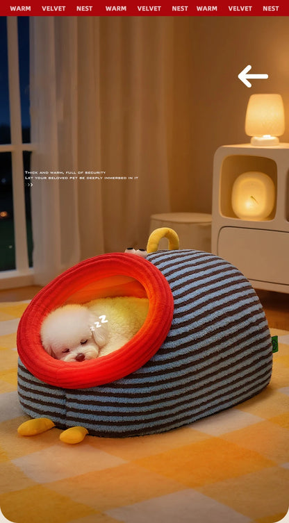 Foldable Washable Cozy Pet House for Cats Puppy Portable Handheld Cave Sofa Design All Seasons Warm Dog Nest Accessoires Chien