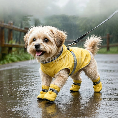 4Pcs Waterproof Anti‑Slip Dog Booties Adjustable Drawstring Soft warm Pet Dog Shoes for Puppy Yorkie Chihuahua Pet Accessories