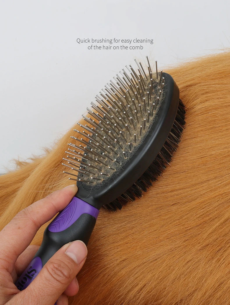 Practical 2-Piece Cat Grooming Brush Glove Durable Double-sided Open Knoting Comb Bath Massage Brush Set Pet Bathing Equipment