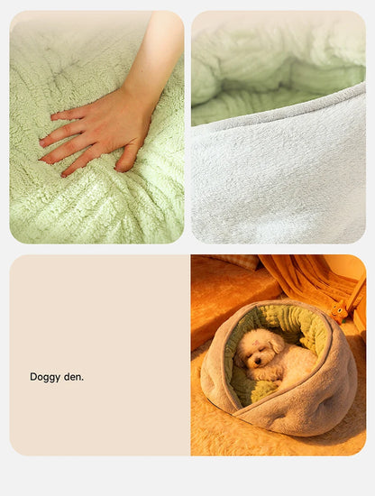 Winter Thiened Wrapped Plush Small Dog Sofa Bed Semi-enclosed Skin-friendly Breathable Pet House Teddy Pomeranian Accessories