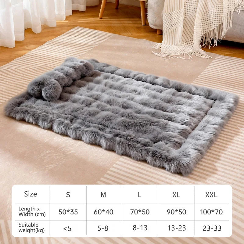 Luxury Soft Fluffy Solid Pet Blanket with Pillow Portable Thickened Machine-Washable Warm Plush Dog Bed Accesorios Para Perros