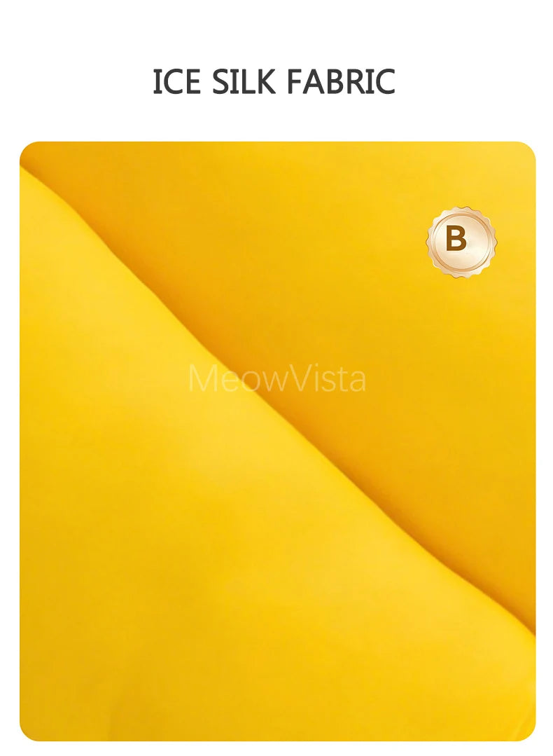 Banana Ice Silk Cooling Cat Bed with Dual-Sided Mat Non-Slip Comfortable Breathable Pet Sofa for Small Dogs Summer Pet Cushion