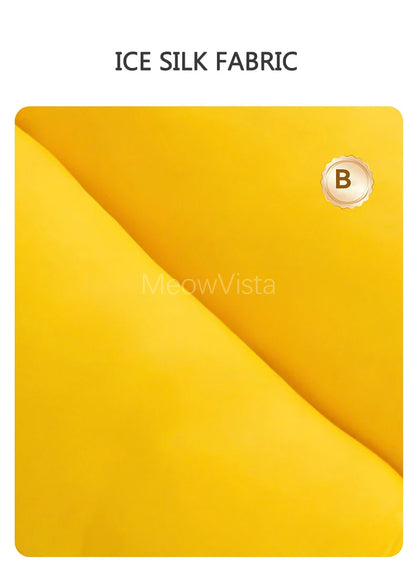 Banana Ice Silk Cooling Cat Bed with Dual-Sided Mat Non-Slip Comfortable Breathable Pet Sofa for Small Dogs Summer Pet Cushion