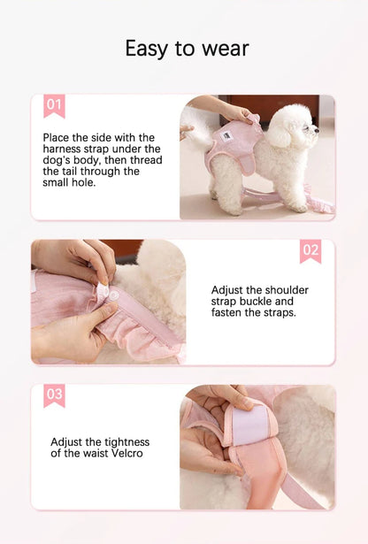 Summer Breathable Female Dog Physiological Pants Anti-Snagging Sweet Ruffle Comfortable Adjustable Puppy Outfit Pet Homewear