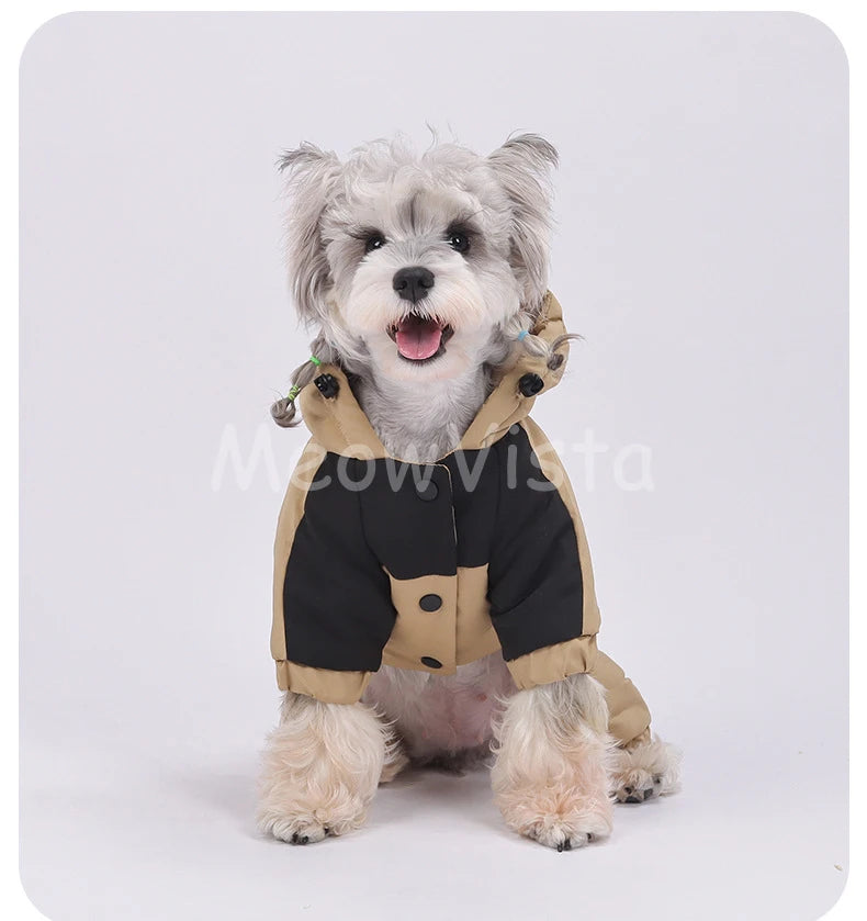 Graphene Heating Winter Dog Coat Windproof Waterproof Hooded Four‑Legged Pet Jumpsuit Cotton Down Puppy Sweatshirt Clothing
