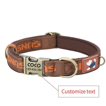 Free Custom Engraved Nylon Dog Collar Personalized Name Phone Number ID Tag Anti-lost Adjustable Printed Pet Collar for Dogs